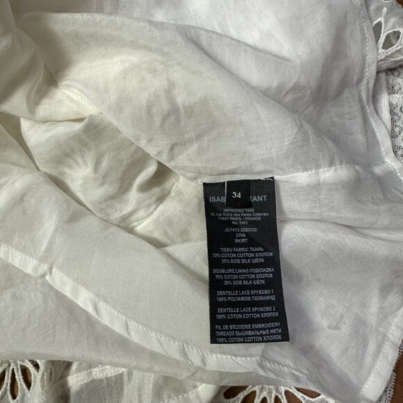 Isabel Marant Blouse & Skirt Set White Floral Eyelet size 34 - Picture 13 of 14